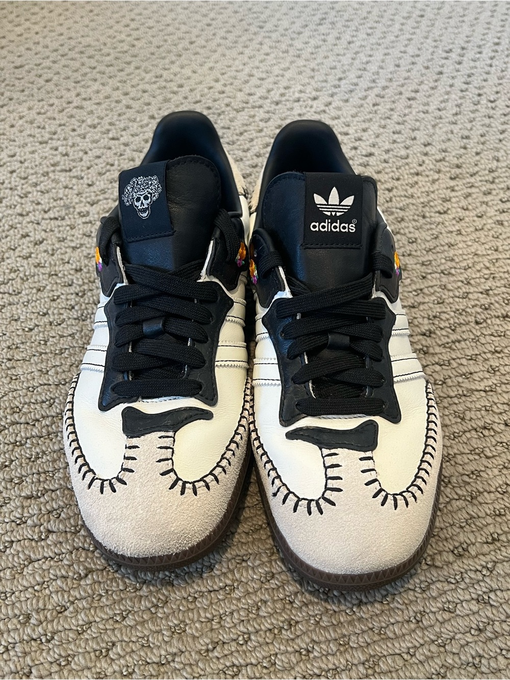 Adidas White & Black Samba Día De Los Muertos Sneakers